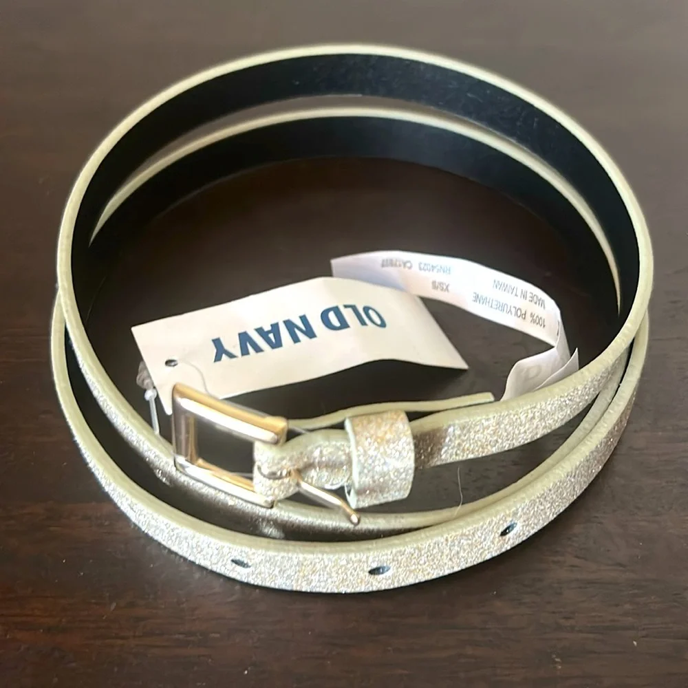 Glitter Skinny Belt Old Navy Champagne XS/S NWT 1/2 Inch